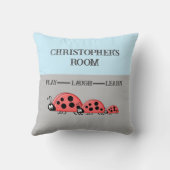 Kinderzimmer Ladybugs individuelle Name grau blau Kissen (Rückseite)