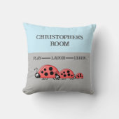 Kinderzimmer Ladybugs individuelle Name grau blau Kissen (Vorderseite)
