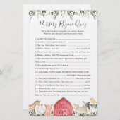 Kinderzimmer "Landtiere Babydusche" Rhyme Quiz Gam (Vorne/Hinten)