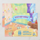 Kinderzimmer mit Babydusche Einladung (Vorne/Hinten)