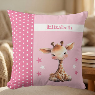 Kinderzimmer mit Namen süße Giraffe rosa Kissen