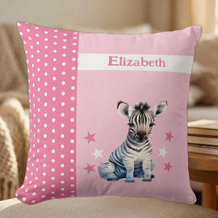 Kinderzimmer mit Namen süße Zebra rosa Kissen