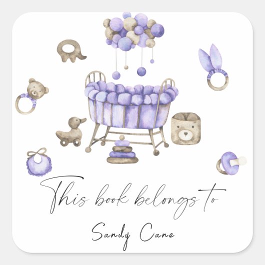 Kinderzimmer mobil - Dieses Buch gehört Quadratischer Aufkleber (Vorderseite)