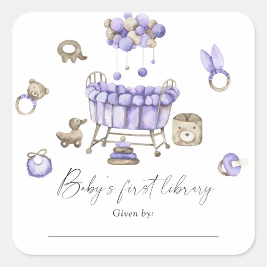 Kinderzimmer mobil - erste Kinderbibliothek Quadratischer Aufkleber (Vorderseite)