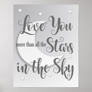 Kinderzimmer Moon and Shinting Stars Art Print 3 o Poster