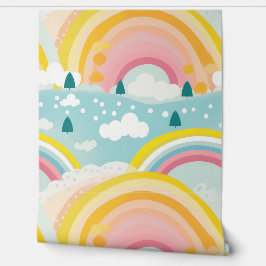 Kinderzimmer Pastel Rainbows und Wolken Tapete