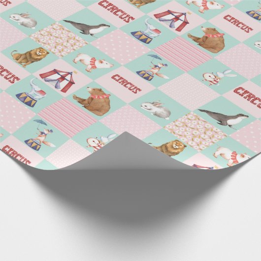 Kinderzimmer Patchwork Circus Pastell Muster Geschenkpapier (Ecke)
