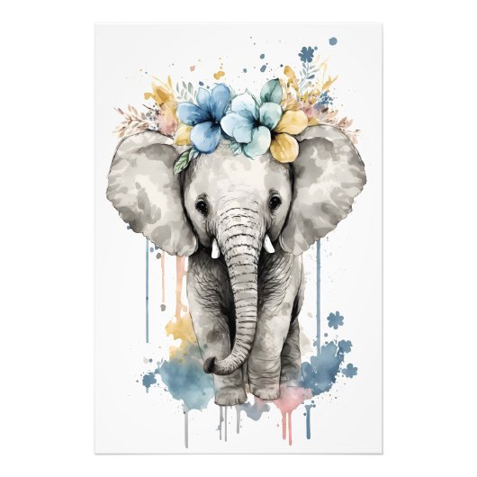 Kinderzimmer Pictures of Animals: Baby Elephant Fotodruck (Vorne)