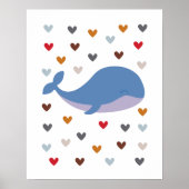 Kinderzimmer-Poster für Wale mit farbenfrohen Herz Poster (Vorne)