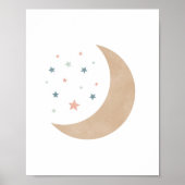 Kinderzimmer Poster von Pastell Watercolor Moon an (Vorne)