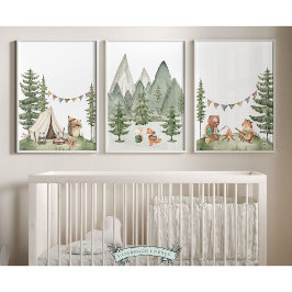 Kinderzimmer-Prints für Tiere aus Holz Bilderwand Sets