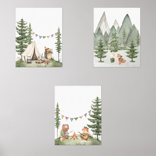 Kinderzimmer-Prints für Tiere aus Holz Bilderwand Sets (Vorderseite)