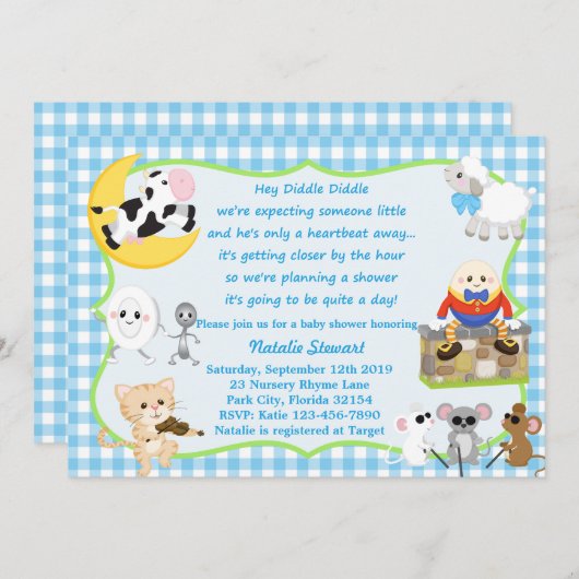 Kinderzimmer Rhyme Boy Einladung (Vorne/Hinten)