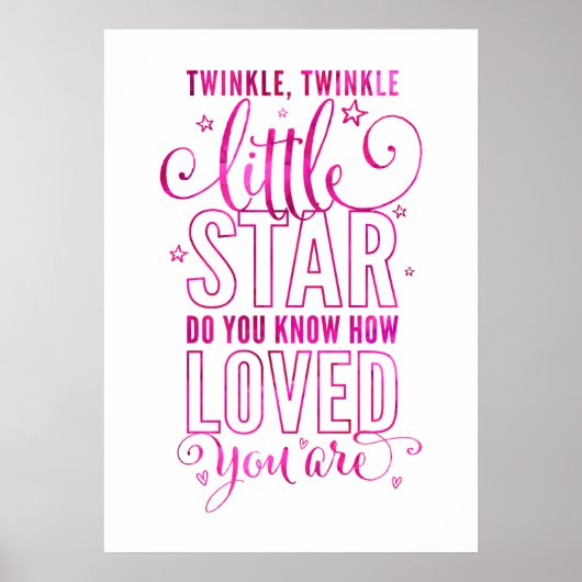 KINDERZIMMER RHYME funkelnd, funkelnd, sternenrosa Poster (Vorne)