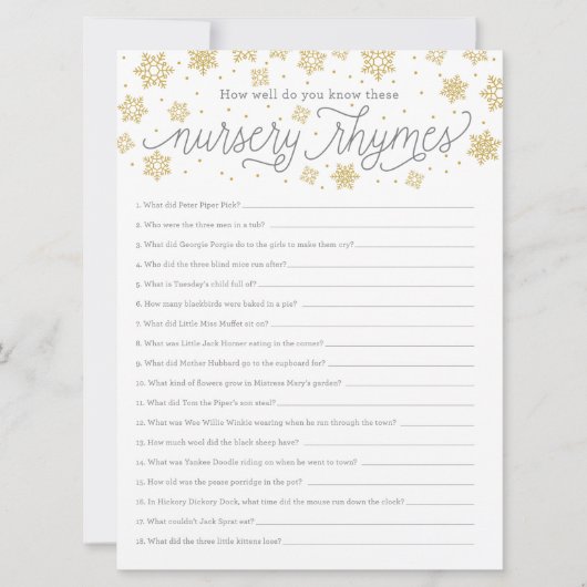 Kinderzimmer Rhyme Game Card Gender Neutrale Dusch (Vorderseite)