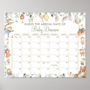 Kinderzimmer Rhyme Guess Baby Ankunft Datum Duschs Poster