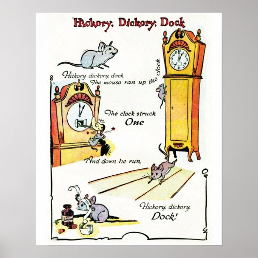 Kinderzimmer Rhyme "Hickory Dickory Dock" Poster (Vorne)