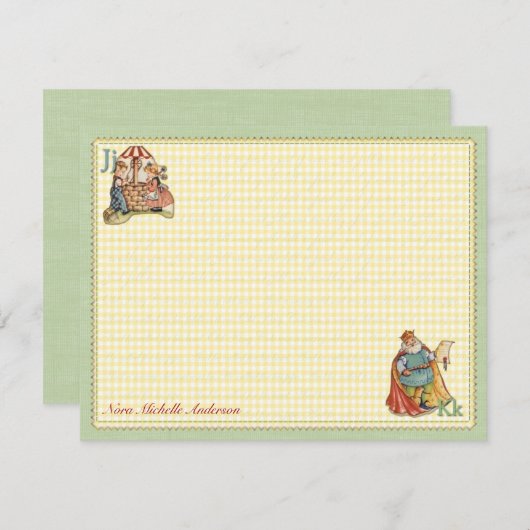 Kinderzimmer Rhyme Personalisiert Flat Mitteilungs Mitteilungskarte (Vorne/Hinten)