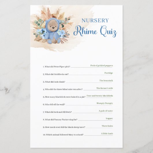 Kinderzimmer Rhyme Quiz (Rückseite)