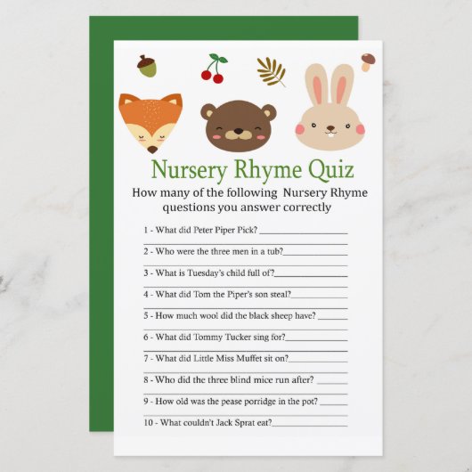 Kinderzimmer Rhyme Quiz (Vorne/Hinten)