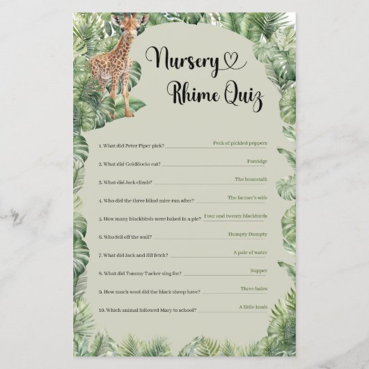 Kinderzimmer Rhyme Quiz (Rückseite)