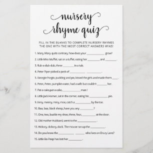Kinderzimmer Rhyme Quiz Baby Showspiel mit Antwort