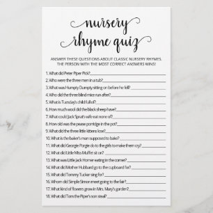 Kinderzimmer Rhyme Quiz Baby Showspiel mit Antwort