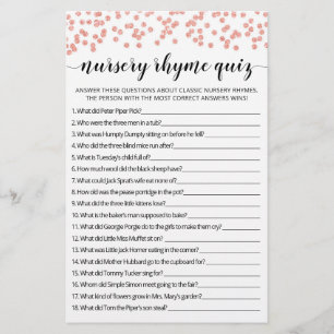 Kinderzimmer Rhyme Quiz Baby Showspiel mit Antwort