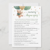 Kinderzimmer Rhyme Quiz Game Teddy Bear Card Einladung (Vorderseite)