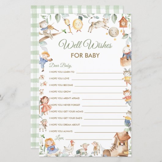 Kinderzimmer Rhyme Well Wish for Baby Showcard (Vorne/Hinten)