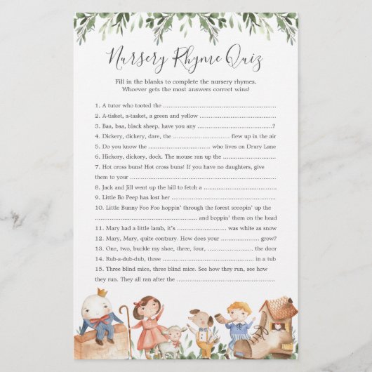 Kinderzimmer Rhymes Baby Dusche Kinderzimmer Rhyme (Vorderseite)