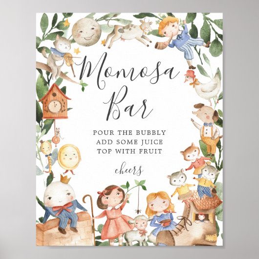 Kinderzimmer Rhymes Baby Dusche Mimosa Bar Sign Poster (Vorne)