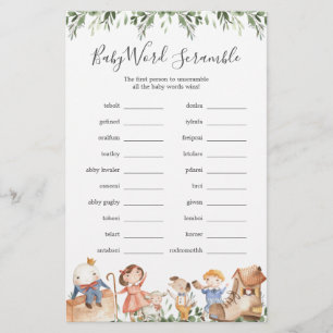 Kinderzimmer Rhymes Baby Dusche Word Scramble Game