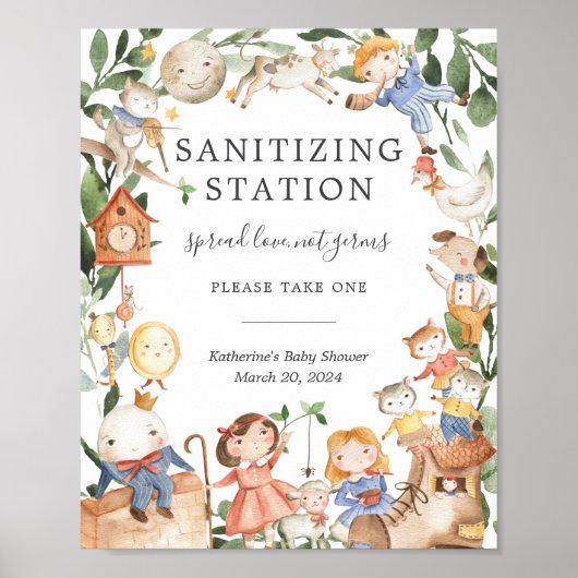 Kinderzimmer Rhymes Baby Shower Sanitizstation Sch Poster (Vorne)