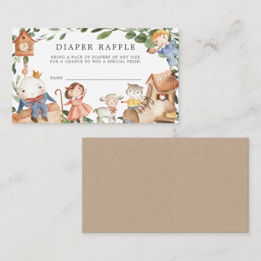 Kinderzimmer Rhymes Diaper Raffle Baby Duschkarte Begleitkarte (Vorne/Hinten)
