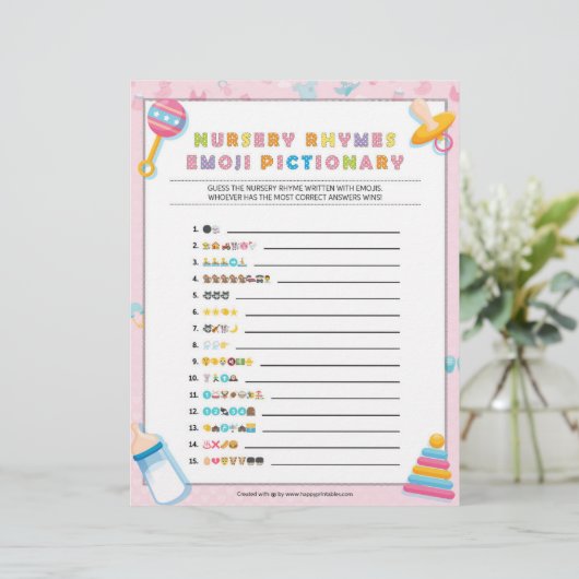 Kinderzimmer Rhymes Emoji Pictionary [Baby Basics  Briefbogen (Stehend Vorderseite)