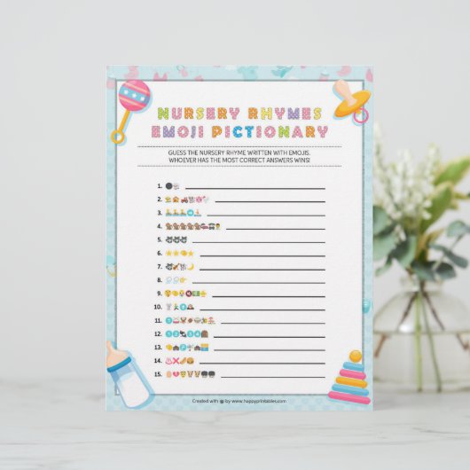 Kinderzimmer Rhymes Emoji Pictionary [Baby Basics  Briefbogen (Stehend Vorderseite)
