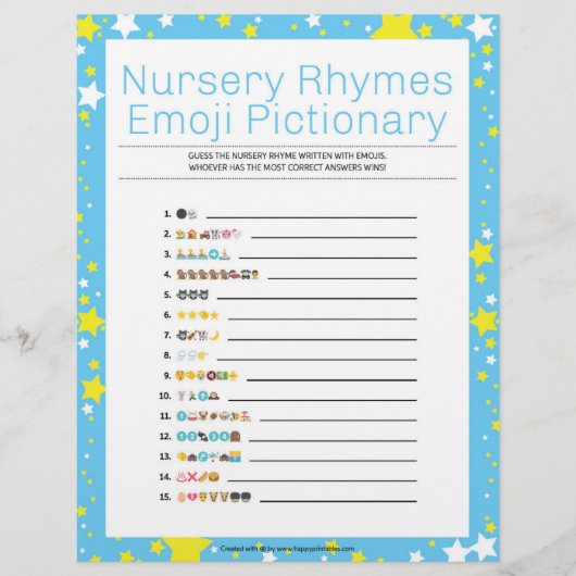Kinderzimmer Rhymes Emoji Pictionary [Starry Night Briefbogen (Vorderseite)