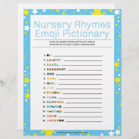 Kinderzimmer Rhymes Emoji Pictionary [Starry Night Briefbogen (Vorne/Hinten)