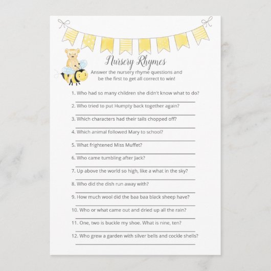 Kinderzimmer Rhymes Game Boy Teddy Bear Card Programm (Vorderseite)