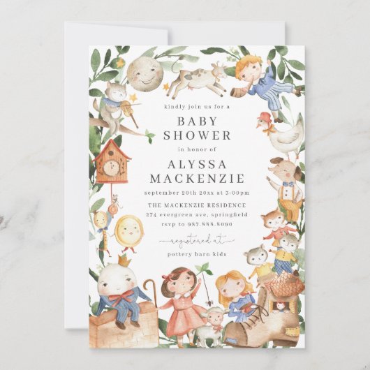 Kinderzimmer Rhymes Kinderdusche Einladung (Vorderseite)