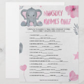 Kinderzimmer Rhymes Quiz [Baby Elephant [Pink] Briefbogen (Vorne/Hinten)