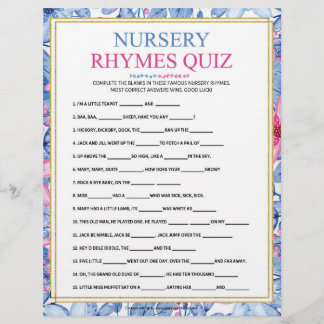 Kinderzimmer Rhymes Quiz [Florale Wasserfarben] Briefbogen