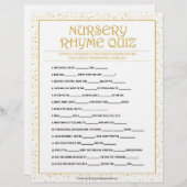 Kinderzimmer Rhymes Quiz [Goldene Glitzern] Briefbogen (Vorne/Hinten)
