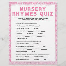Kinderzimmer Rhymes Quiz [Luxusspitze [Pink] Briefbogen
