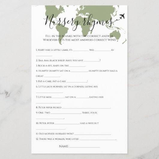 Kinderzimmer Rhymes Quiz Reise Weltkarte Kinderdus Flyer (Vorne)