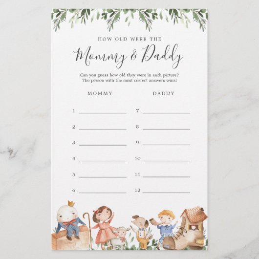 Kinderzimmer Rhymes wie alt waren sie Spielkarte (Vorderseite)