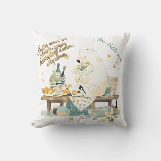 Kinderzimmer Room Decor - Polar Bear - Custom Text Kissen (Vorderseite)