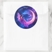 Kinderzimmer Rosa Fee Fantasie Glitzer Neonmoon Runder Aufkleber (Tasche)
