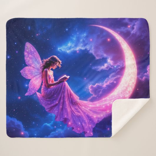 Kinderzimmer Rosa Fee Fantasie Glitzer Neonmoon Sherpadecke (Vorderseite (Horizontal))
